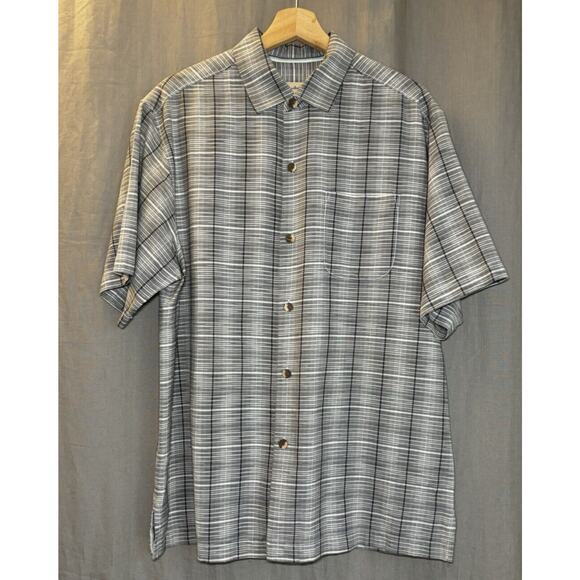 Tommy Bahama Men's Grey print GARCIA Camp Shirt, size Medium Silk/ cotton